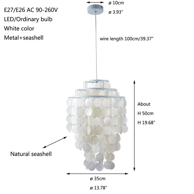 white natural seashell hanging lamp - KITCHEN HELPER